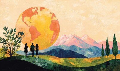 Fototapeta premium Global dei strategies for local impact nature graphic