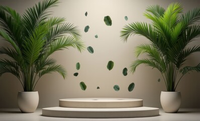 Serene indoor setting with green foliage