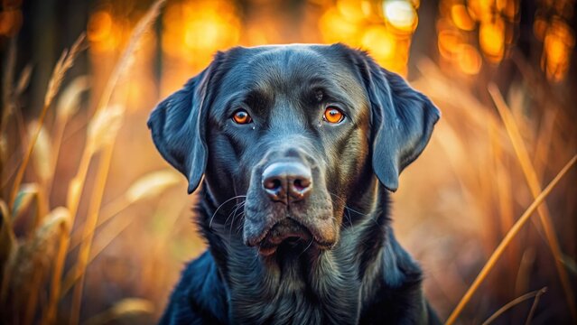 Black English Labrador Retriever Dog Portrait - Authentic Documentary Style Photography