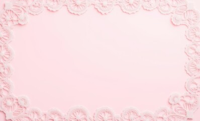 Delicate pink lace border on light background