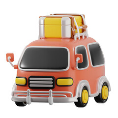 Camper van 3d illustration. vacation transport icon.