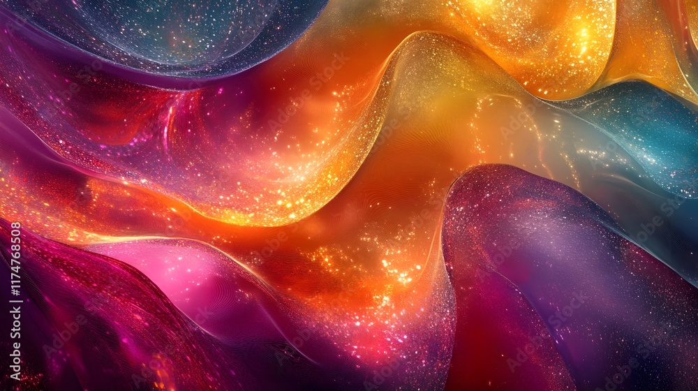 Poster captivating liquid color waves swirling in a vibrant digital dreamscape this abstract and surreal im