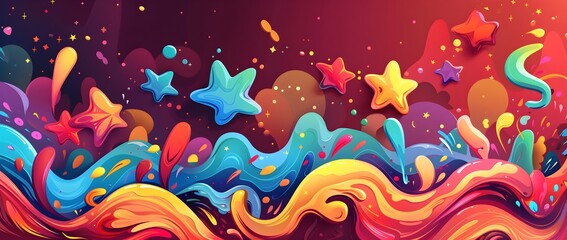 Vibrant Swirling Celestial Dreamscape in Captivating Digital Art