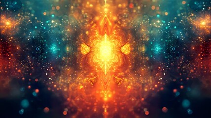Fototapeta premium Mesmerizing Cosmic Energy Explosion Vibrant Celestial Burst of Iridescent Light and Radiance Captivating abstract and futuristic digital art of a powerful energetic and luminous cosmic phenomenon