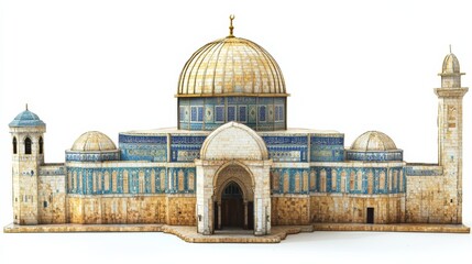 Obraz premium The Dome of the rock, Al-Aqsa Mosque, Jerusalem , Palestine.isolated on white 