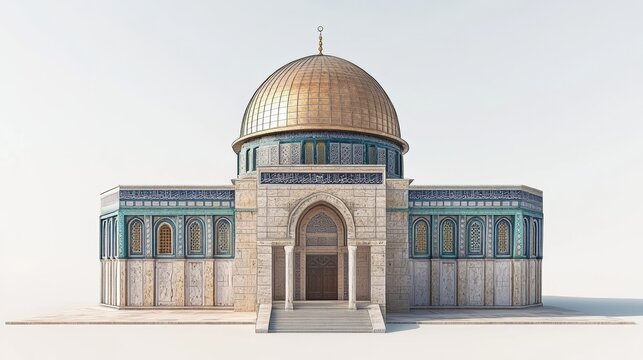 The Dome of the rock, Al-Aqsa Mosque, Jerusalem , Palestine.isolated on white 