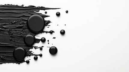 Black Paint Texture: Abstract art featuring bold strokes of black paint and glossy droplets, creating a dramatic and textural composition.