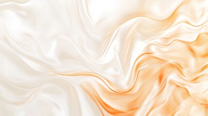 Obraz premium White peach pink satin silk fabric with soft, flowing wrinkles, forming a bright and luxurious background for Valentine's Day or romantic designs