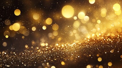 Fototapeta premium Elegant and shimmering golden glitter backdrop with a magical festive atmosphere created by the twinkling luminous bokeh lights This abstract