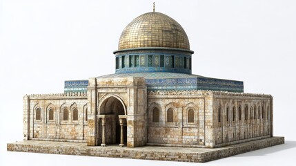 Obraz premium The Dome of the rock, Al-Aqsa Mosque, Jerusalem , Palestine.isolated on white 