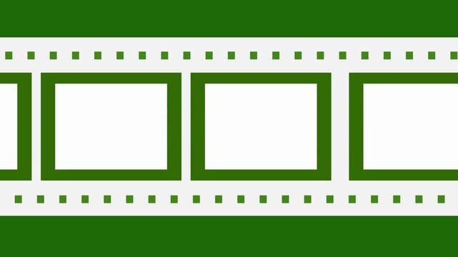 Old movie films strip frame video footage. film camera roll animation green background, old film strip moving on chroma key. Old Filmstrip video,    Reel picture album animation , Film strip,