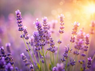 Naklejka premium Calming Lavender Flowers Tilt-Shift Photography - Serene Floral Arrangement