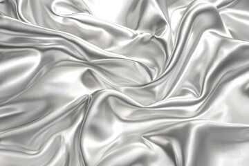Silver Silk Fabric Draped In Soft Waves