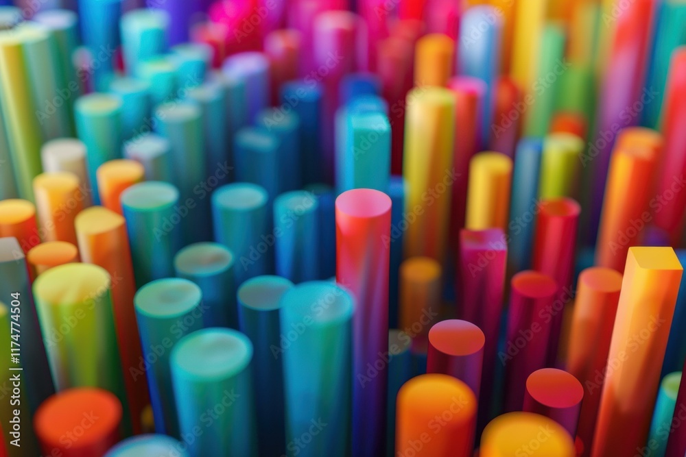 Aufkleber abstract background showing a multitude of colorful cylinders forming a dynamic pattern
