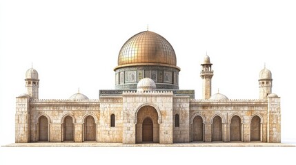 Obraz premium The Dome of the rock, Al-Aqsa Mosque, Jerusalem , Palestine.isolated on white 
