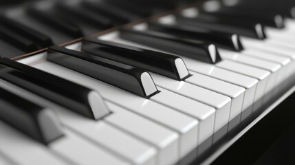 Close-up view of piano keys showing contrast and texture