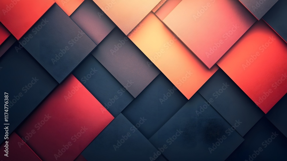 Poster vibrant geometric abstract composition with layered shapes and gradients minimalist digital artwork 
