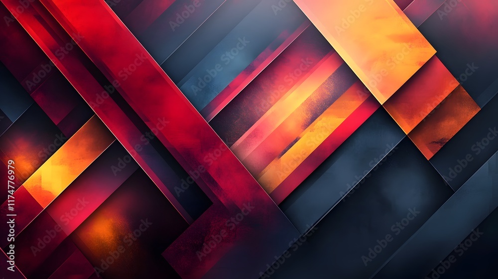 Poster mesmerizing abstract geometric composition featuring a dynamic interplay of vibrant contrasting colo