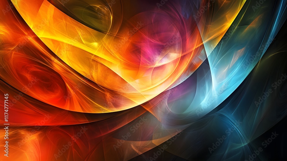 Poster mesmerizing abstract background of a vibrant and ethereal swirl of colorful dynamic energy flow glow