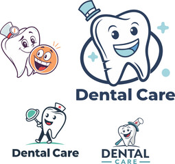 Obraz premium Cartoon Tooth Characters Promoting Dental Care and Oral Hygiene Awareness