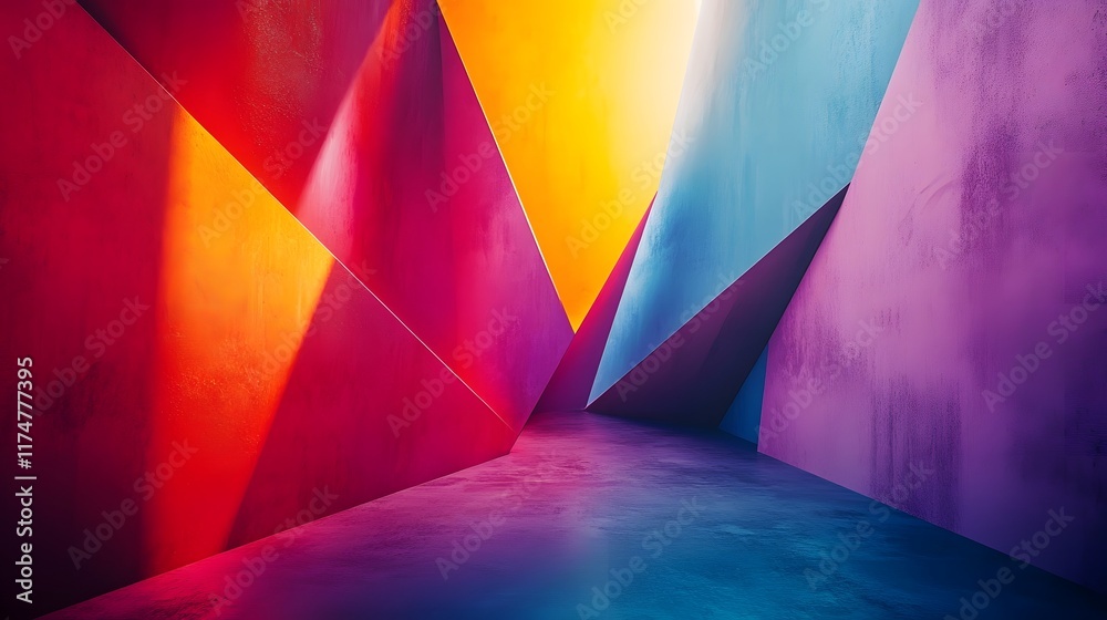 Poster mesmerizing digital art backdrop featuring a vibrant geometric abstraction with striking shapes patt