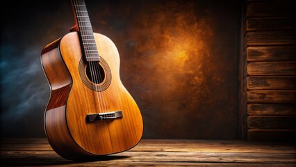 Obraz premium Classical Guitar Player, Musical Instrument, Close-up, Studio Shot, Left Composition, Copy Space