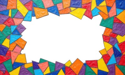 Colorful mosaic frame on white background