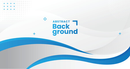 Abstract white and grey background with blue flowing wave element. 3d blue background with blue lines curved wavy sparkle with copy space for text. 