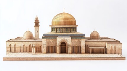 The Dome of the rock, Al-Aqsa Mosque, Jerusalem , Palestine.isolated on white 