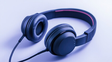 blue headphones on White  background