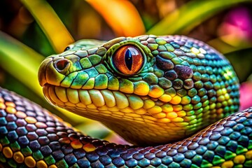Fototapeta premium Close-up of a Non-Venomous Snake in its Natural Habitat - Documentary Style Photography