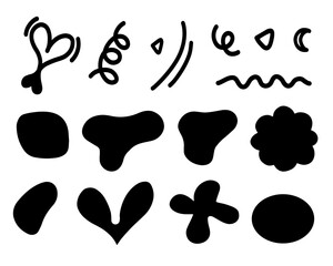 Abstract black ink blot background and other shape element. Vector illustration. for cards and flyers design