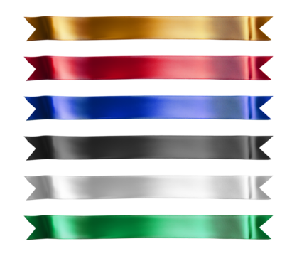 Set of ribbon banners, isolated on transparent background.