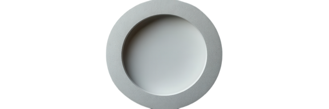 Minimalist white circle on a clean background, emphasizing simplicity and elegance in design, suitable for modern aesthetics.