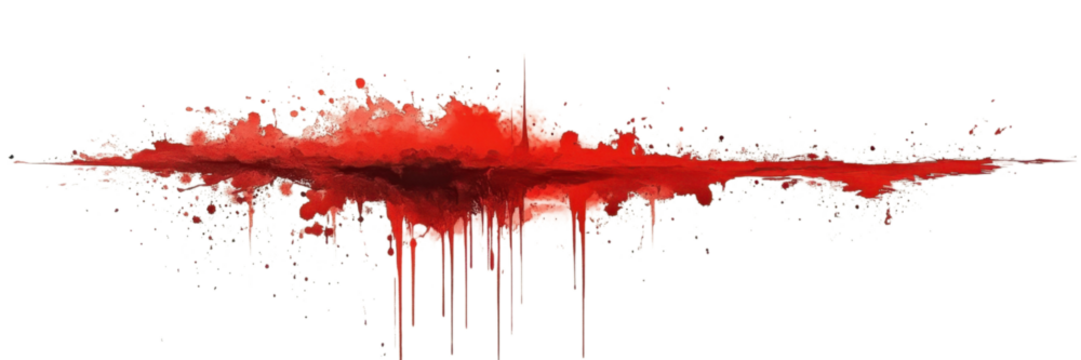 Minimalist blood splatter on white background, stark contrast, evokes tension, artistic expression of violence and chaos.