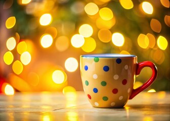 Obraz premium Colorful Coffee Mug with Bokeh Background - Stock Photo
