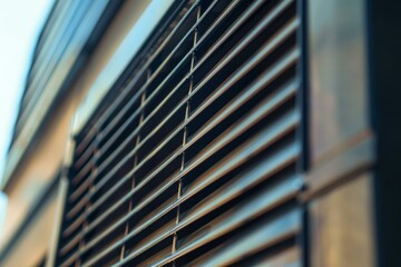 Metal grille providing ventilation to the hvac system of a commercial building