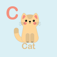 Minimalist Cat Illustration for Kids Alphabet