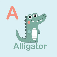 Minimalist Alligator Illustration for Kids Alphabet