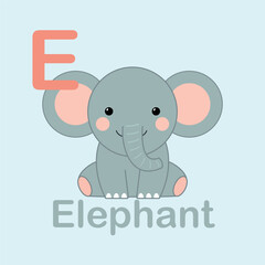 Minimalist Elephant Illustration for Kids Alphabet