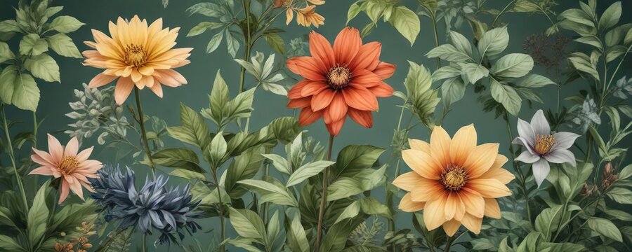 Vintage inspired botanical illustration with a watercolor effect, nature, white, botanical