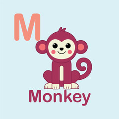 Minimalist Monkey Illustration for Kids Alphabet