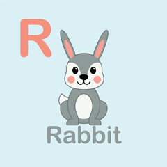 Minimalist Rabbit Illustration for Kids Alphabet