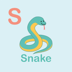 Minimalist Snake Illustration for Kids Alphabet
