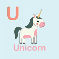 Minimalist Unicorn Illustration for Kids Alphabet