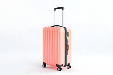 Peach Colored Minimalist Travel Suitcase on Crisp White Background Capturing Summer Radiance
