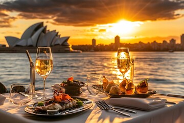Savoring Exquisite Gourmet Dining with Mesmerizing Sydney Harbour Sunset