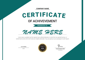 Modern certificate of achievement template. Business, Award, Training achievement certificate or diploma design