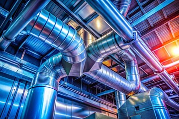 Fototapeta premium Commercial HVAC System & Industrial Ventilation Ducts - Maintenance & Efficiency