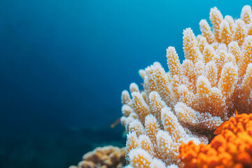 Coral reef with vibrant colors and diverse marine life, showcasing underwater beauty